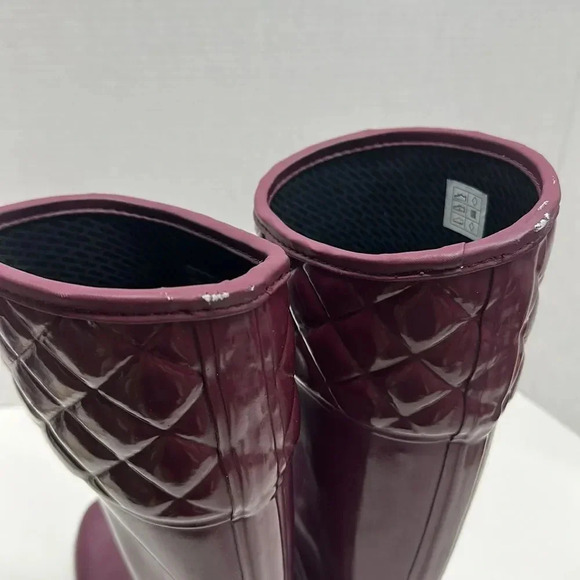 Hunter Rigley Rain Boots Tall Quilted Pull On Boot Waterproof Maroon Red Size 7 - Picture 7 of 13